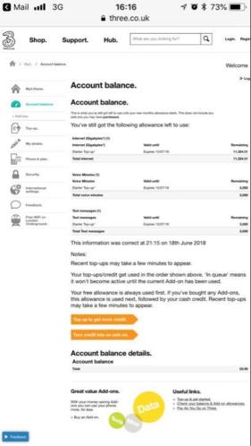 Three Internationale (US) prepaid simkaart