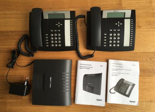 Tiptel ISDN telefooncentrale en twee ISDN telefoons