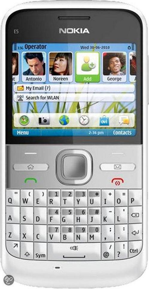 T.k.. Nokia E 5 wit met lader en accu  Kpn simlock