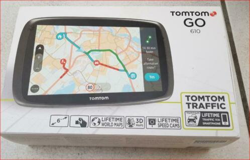 TomTom Go 610 6 Inch, wereld kaart ,verkeer amp flitsers info
