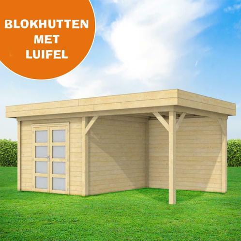 TOPPERS Woodvision Blokhutten met luifel  Nu va. 4.195,-