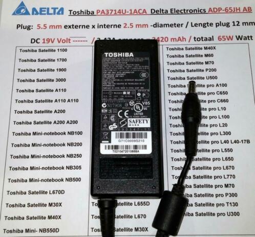 Toshiba PA3714U-1ACA 19V 3.42A 65W Delta ADP-65JH AB Adapter