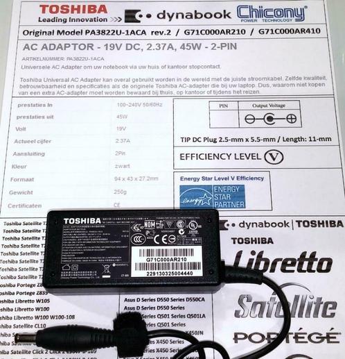 Toshiba PA3822U-1ACA 19V 2.37A 45W Adapter Oplader A045R001L