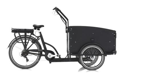Troy Elektrische Bakfiets Mat Zwart Driewieler MET GRATIS