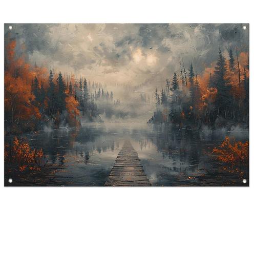 Tuinposter 60x40cm  Impressionistisch Landschap met Mist