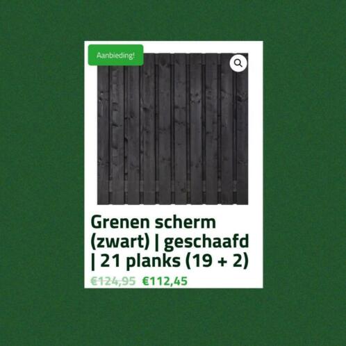 Tuinscherm zwart - 21 planks  ACTIE 10 korting