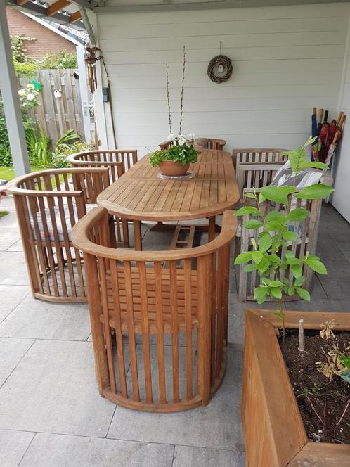 Tuinset met 6 stevige stoelen grote uitschuifbare tafel