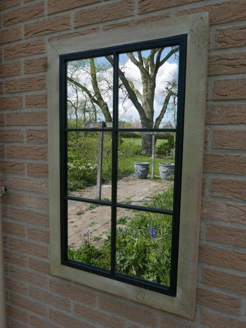 Tuinspiegel met metalen frame 80x50x3 cm naturel