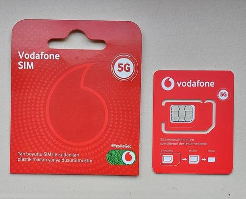 Turkse simkaart Vodafone 5G. Geldig tot eind augustus 2024.