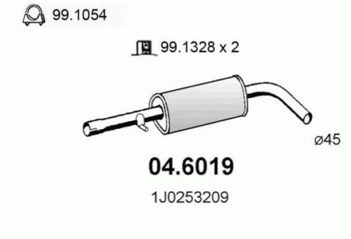 Uitlaat New Beetle Middendemper tussendemper 1.4 60 KORTING