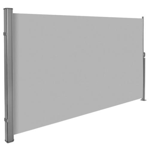 Uitschuifbaar aluminium windscherm 160 x 300 cm grijs 401524