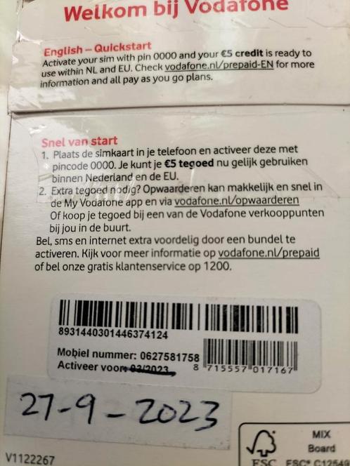 Uitstekend top nr Vodafone vaste prijs incl verzendkosten