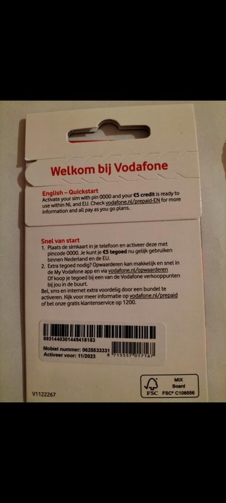 Uitstekend top nummer Vodafone vaste prijs incl verzendkoste