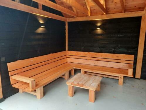 unieke loungebank douglas in hoekopstelling 
