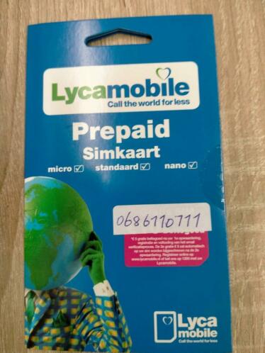 Unieke Mooie Prepaid Simkaart nr Lyca Mobile Kosten Geld.