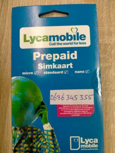 Unieke Mooie Prepaid Simkaart nr Lyca Mobile Kosten Geld.