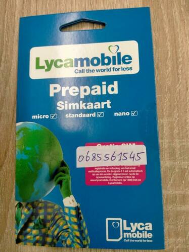 Unieke Mooie Prepaid Simkaart nr Lyca Mobile Kosten Geld.