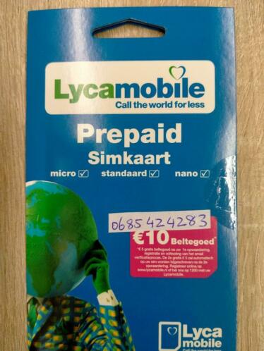 Unieke Mooie Simkaart Lyca Mobile 06-85-42-42-83