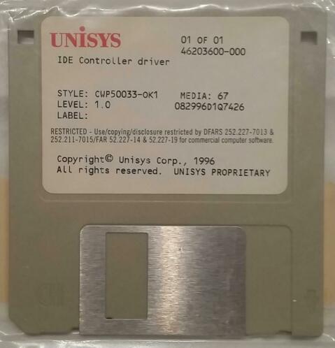 Unisys diskette ide controller driver level 1.0 03996 cwp50033