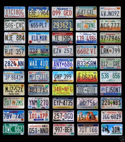 USA nummerplaten nummerborden nummerplaat kentekenplaten