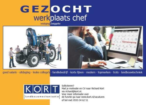 Vacature werkplaats chef