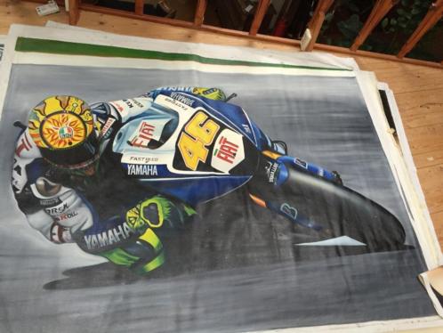 Valentino Rossi op olieverf schilderij 200 x 150 cm