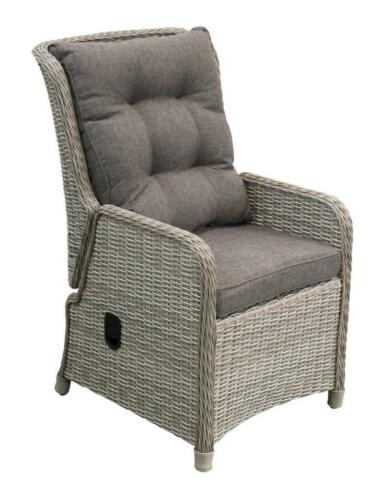 Verstelbare wicker tuinstoel, dik kussen, comfortabele zit