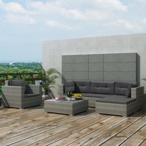 VidaXL 17-delige loungeset grijs polyrattan