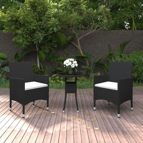 vidaXL 3-delige Tuinset poly rattan zwart