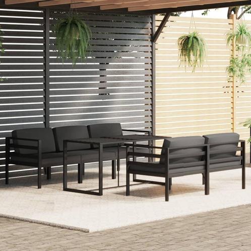 vidaXL 6-delige Loungeset met kussens aluminium