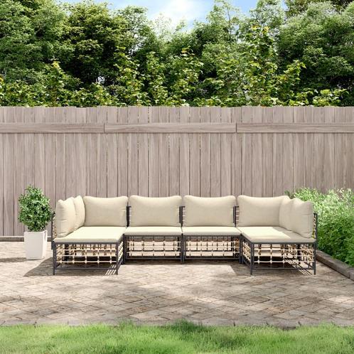 vidaXL 6-delige Loungeset met kussens poly rattan