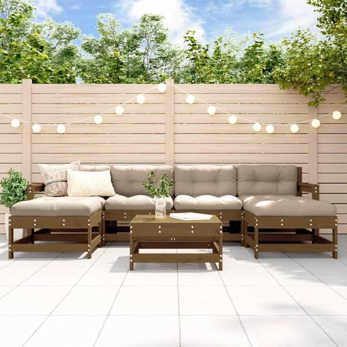 vidaXL 7-delige Loungeset met kussens massief hout