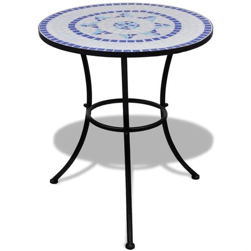 vidaXL Bistrotafel 60 cm mozaek blauw en wit