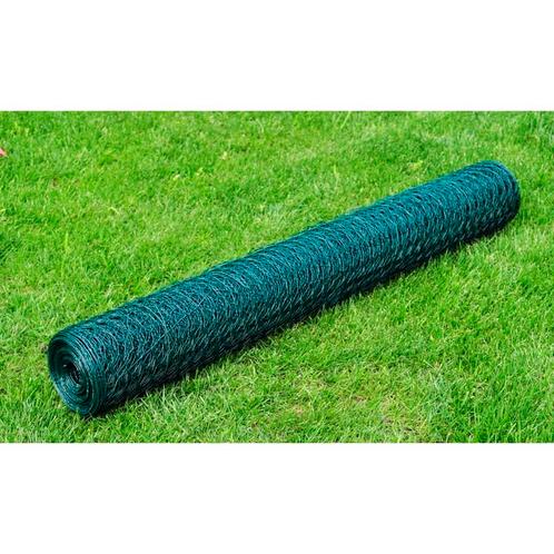 vidaXL Kippengaas 25x0,5 m met PVC coating groen