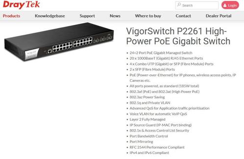 VigorSwitch P2261 High-Power PoE Gigabit Switch (185w total)