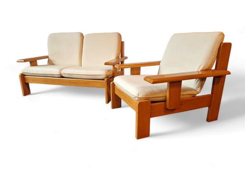 Vintage Esthetics - Loungeset x27Oakx27 sofa amp chair, ca. 1970x27s