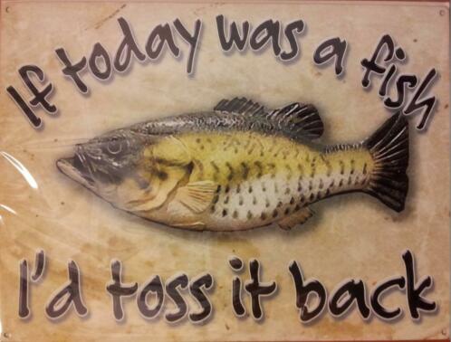 Vissen if today was a Fish reclamebord wandbord van metaal