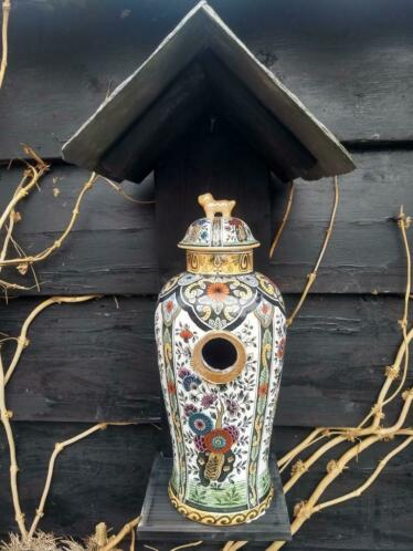 Vogelhuisje Delfts aardewerk gekleurd