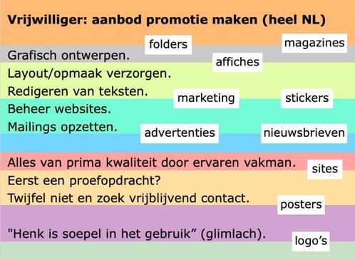 Vrijwilliger aanbod promotie maken (heel NL)