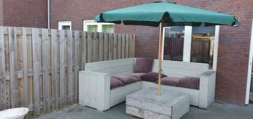 Vurenhout tuinbank en tafel 6 persoons