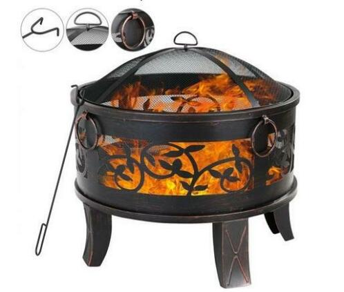 Vuurkorf - 67 x 65 cm - Incl. pook en vonkenrooster - Zwart