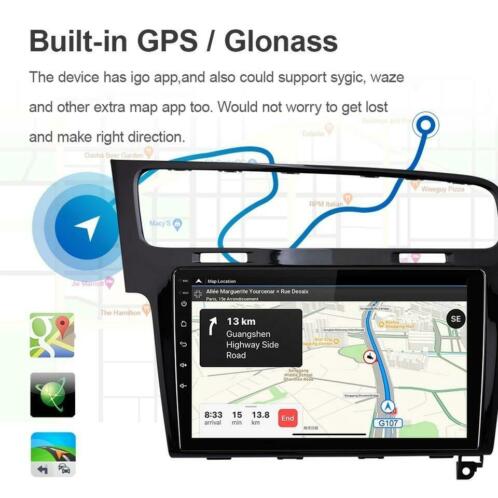 VW Golf 7 Android Multimedia Autoradio Navigatie Bluetooth