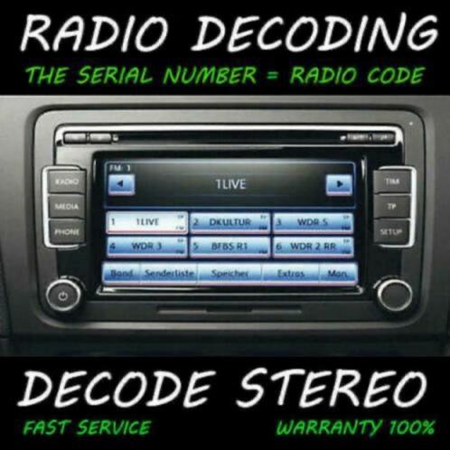 VW VOLKSWAGEN AUDI SEAT SKODA RNS RCD RADIO CODE CODE KWIJT