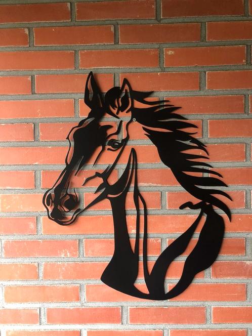 Wanddecoratie paard, paardenhoofd, cortenstaal, zwart