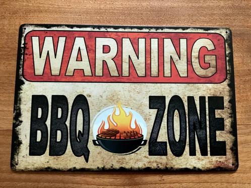 WARNING BBQ-Zone metalen reclamebord  wandbord (Old Look)