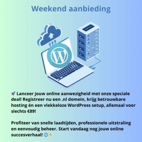 Weekend aanbieding .nl domein  hosting en wordpress setup