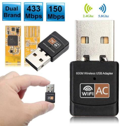Wi-Fi Adapter USB 600 Mbps AC Dual Band SUPERSNEL  NIEUW