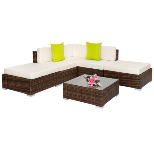 Wicker loungeset aluminium frame mixed bruin 401812