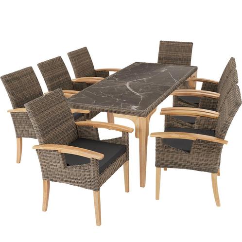 Wicker tafel Foggia met 8 stoelen Rosarno - natuur