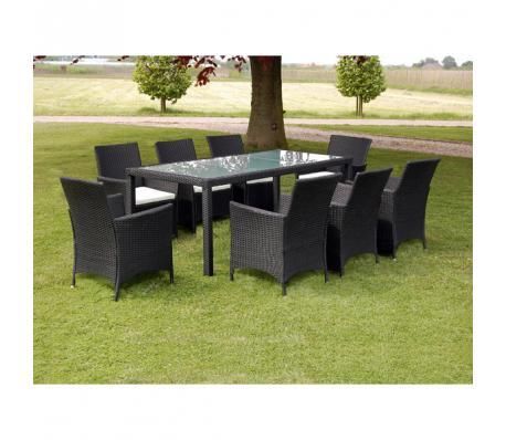 Wicker Tuinset Inenza 1 tafel, 8 stoelen (Zwart) - NIEUW